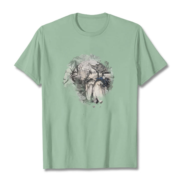 Buddha Stones中国竹山亭 デザイン柄 Tシャツ - 淡い緑 - 2XL - image 16