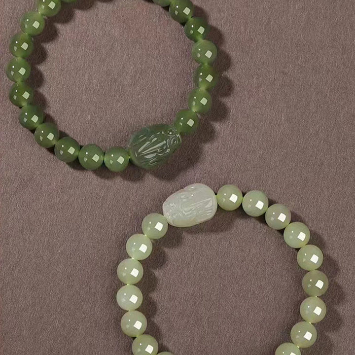 Buddha Stones天然和田翡翠貔貅彫刻幸運ブレスレット