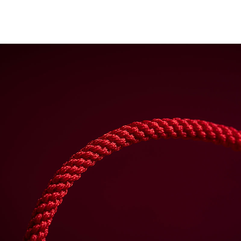 Buddha Stones手作りの辰砂如意柄福字貂の祝福の赤紐編みブレスレット