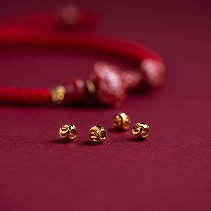 Buddha Stones手作りの辰砂如意柄福字貂の祝福の赤紐編みブレスレット