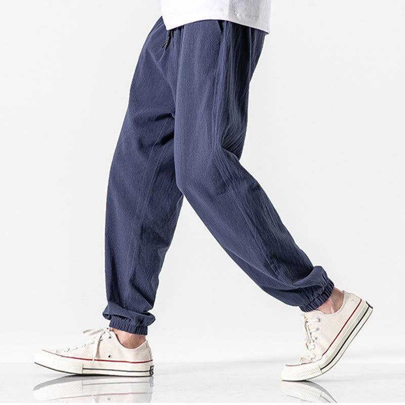 Buddha Stones無地 ドローストリング コットン メンズ パンツ ポケット付き - image 18