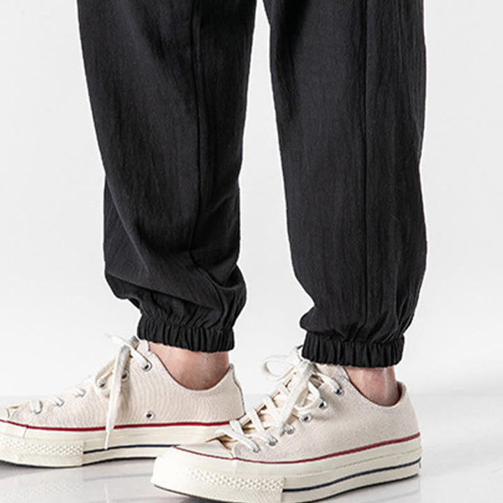 Buddha Stones無地 ドローストリング コットン メンズ パンツ ポケット付き - image 16