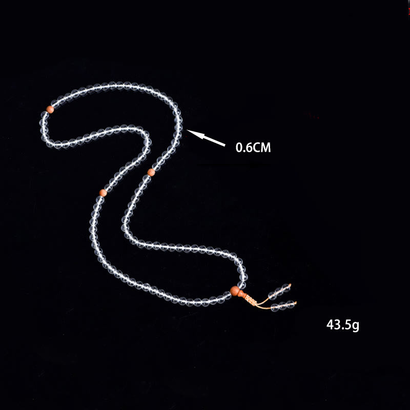 Buddha Stones 108Malaビーズ 天然石 ホワイトクリスタル サンダルウッド ヒーリングブレスレット