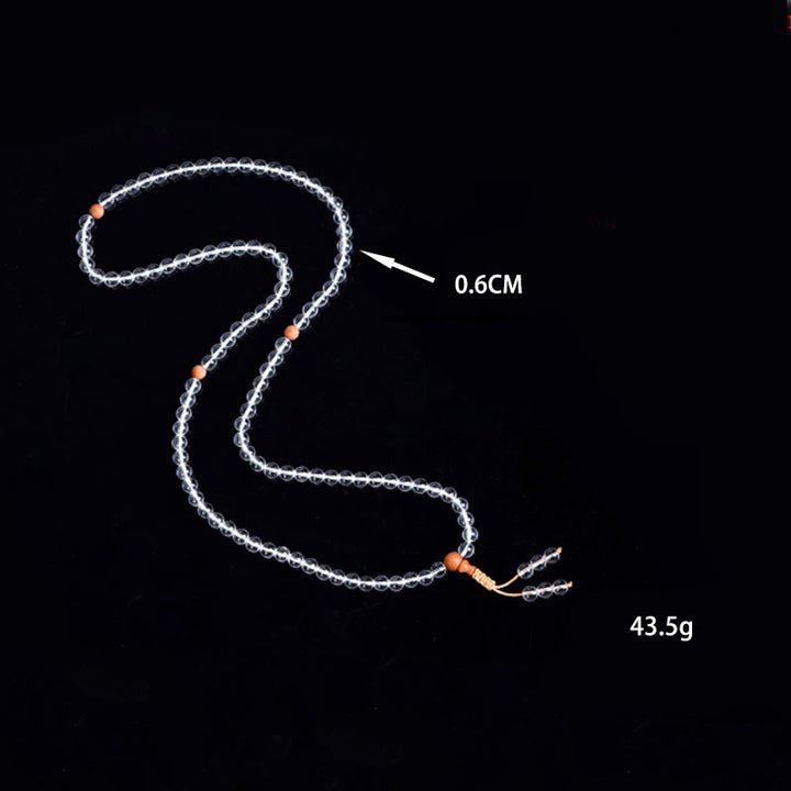 Buddha Stones 108Malaビーズ 天然石 ホワイトクリスタル サンダルウッド ヒーリングブレスレット