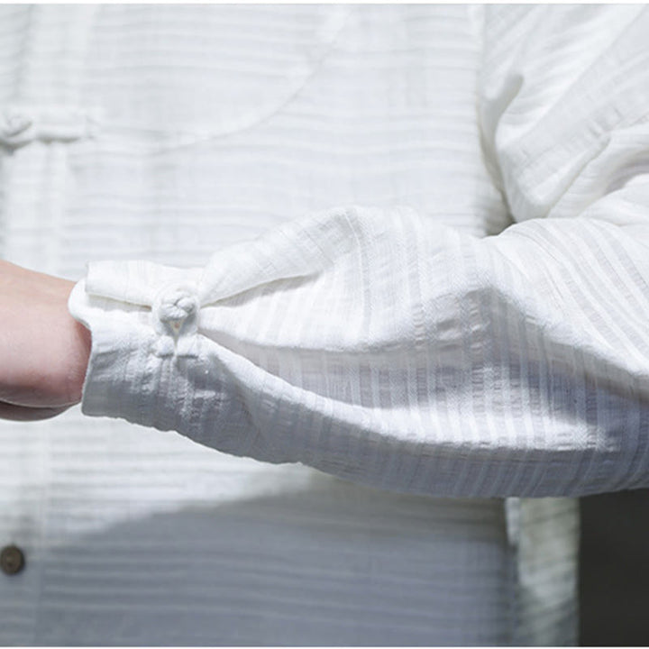 Buddha Stones無地 ハーフフロッグボタン 唐装 コットンリネン メンズ ジャケット シャツ - image 19