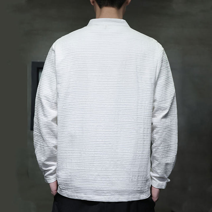 Buddha Stones無地 ハーフフロッグボタン 唐装 コットンリネン メンズ ジャケット シャツ - image 12