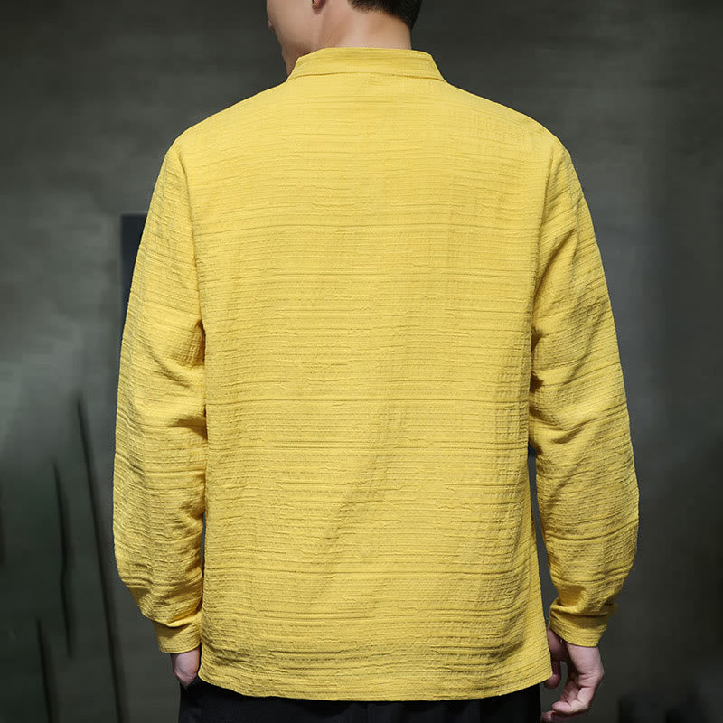 Buddha Stones無地 ハーフフロッグボタン 唐装 コットンリネン メンズ ジャケット シャツ - image 28