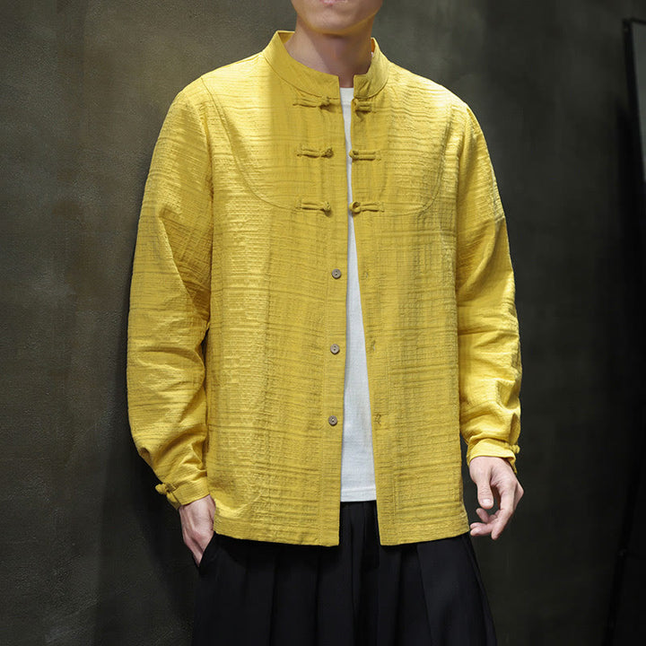 Buddha Stones無地 ハーフフロッグボタン 唐装 コットンリネン メンズ ジャケット シャツ - image 29