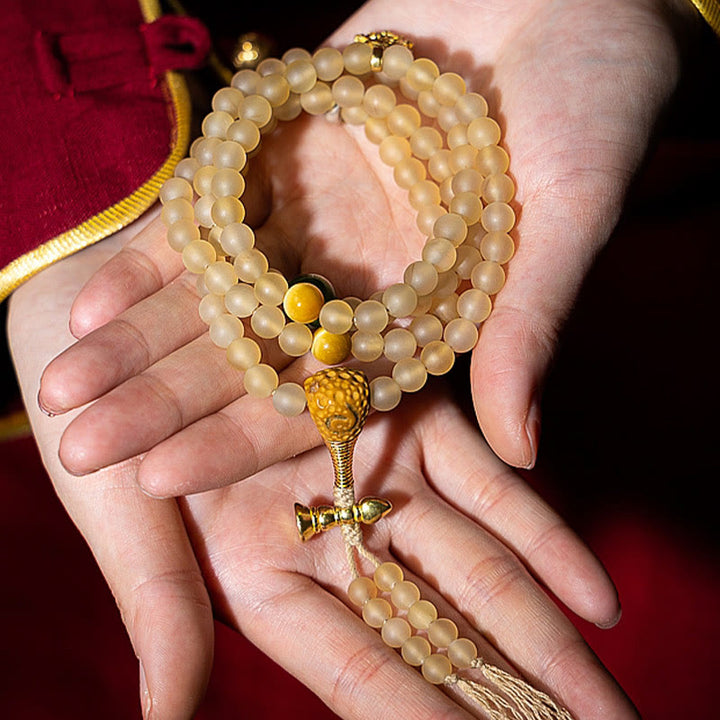 Buddha Stonesチベット 108Mala入り 数珠 十二支 出生仏 天然 羊の角 富のブレスレット