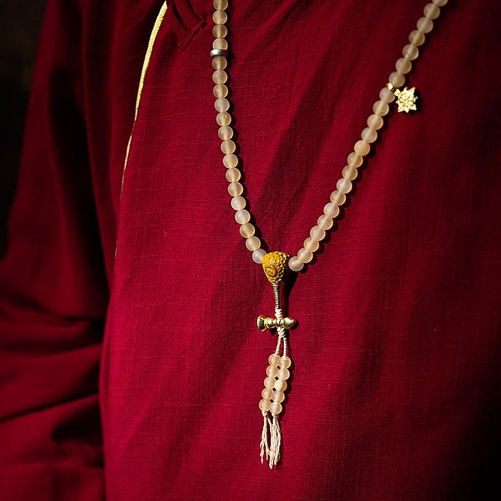 Buddha Stonesチベット 108Mala入り 数珠 十二支 出生仏 天然 羊の角 富のブレスレット