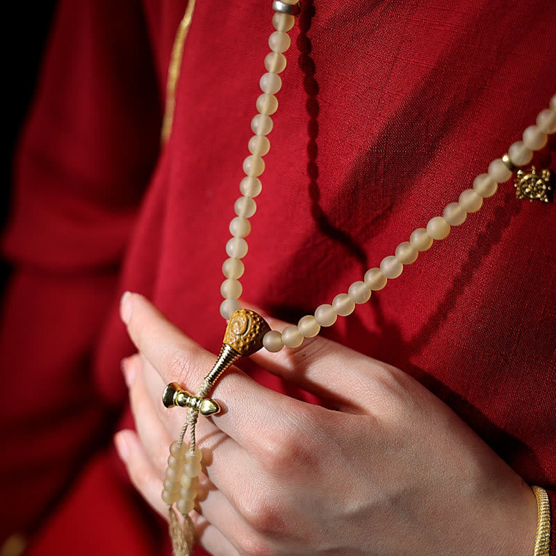 Buddha Stonesチベット 108Mala入り 数珠 十二支 出生仏 天然 羊の角 富のブレスレット