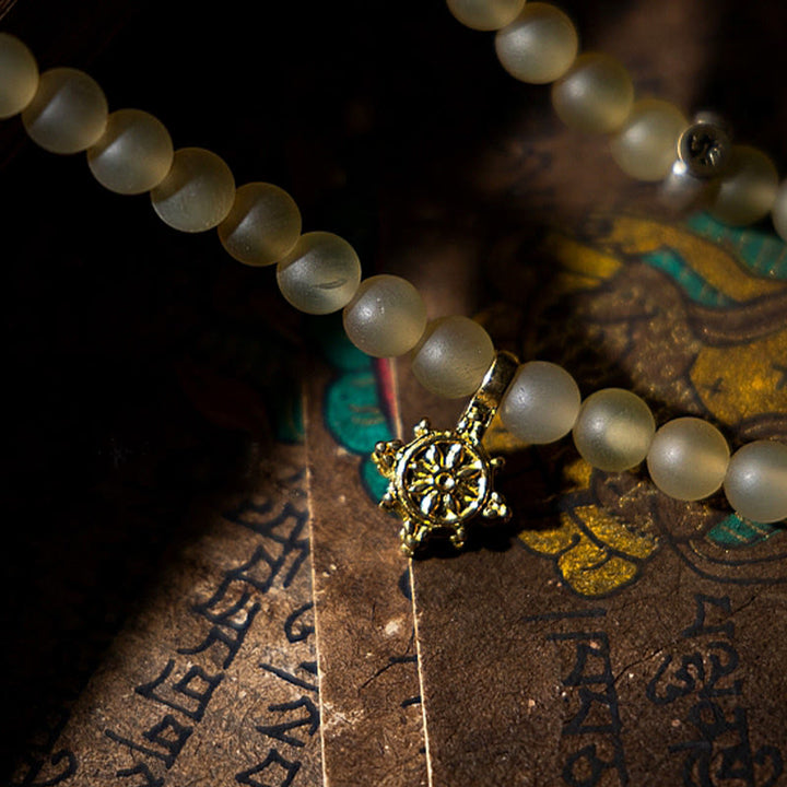 Buddha Stonesチベット 108Mala入り 数珠 十二支 出生仏 天然 羊の角 富のブレスレット