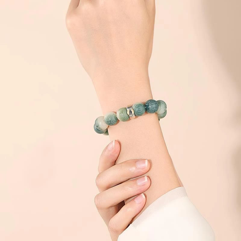 Buddha Stones十二支誕生仏菩提種子オーム・マニ・パドメ・フム刻まれた知恵ブレスレット