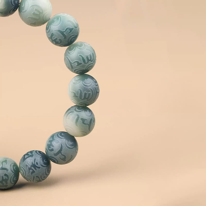 Buddha Stones十二支誕生仏菩提種子オーム・マニ・パドメ・フム刻まれた知恵ブレスレット