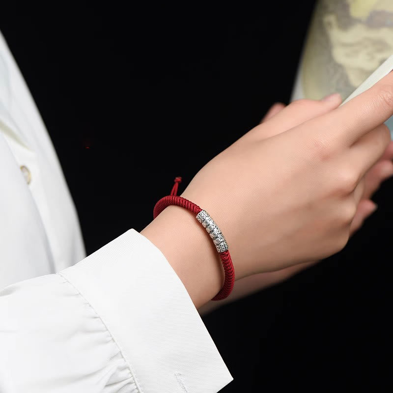 Buddha Stonesハンドメイド999スターリングシルバー平和と幸運繁栄オーム・マニ・パドメ・フム幸運ロープブレスレット - image 4