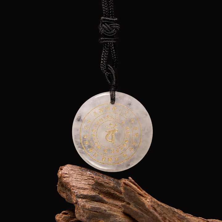 Buddha Stones毘盧遮那如来 サンスクリットマントラ 各種 クリスタル ブラックオブシディアン グリーンアベンチュリン 強さのネックレスペンダント