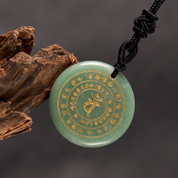 Buddha Stones毘盧遮那如来 サンスクリットマントラ 各種 クリスタル ブラックオブシディアン グリーンアベンチュリン 強さのネックレスペンダント