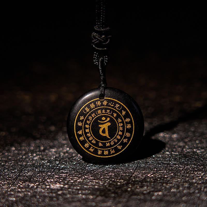 Buddha Stones毘盧遮那如来 サンスクリットマントラ 各種 クリスタル ブラックオブシディアン グリーンアベンチュリン 強さのネックレスペンダント