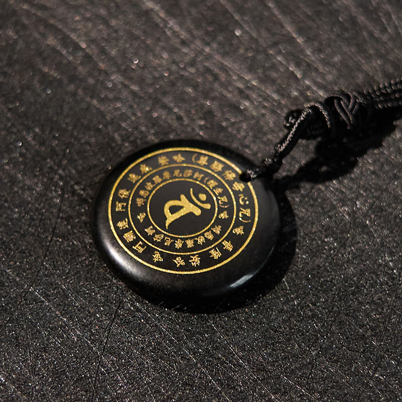 Buddha Stones毘盧遮那如来 サンスクリットマントラ 各種 クリスタル ブラックオブシディアン グリーンアベンチュリン 強さのネックレスペンダント