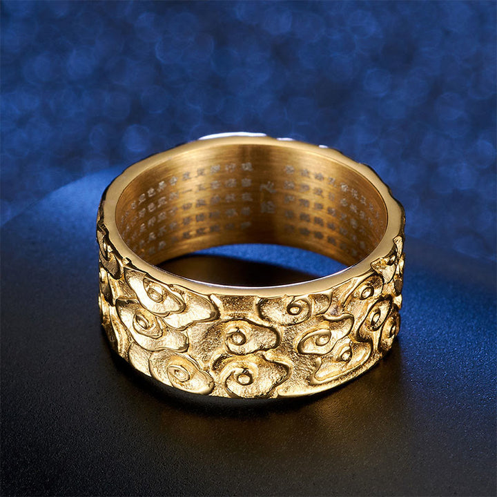 Buddha Stones吉祥雲 般若心経文様 チタン鋼 静寂の指輪