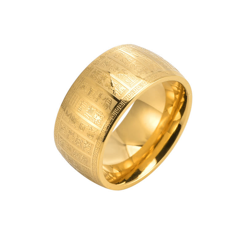 Buddha Stones漢字 彫刻模様 チタン鋼 バランスリング