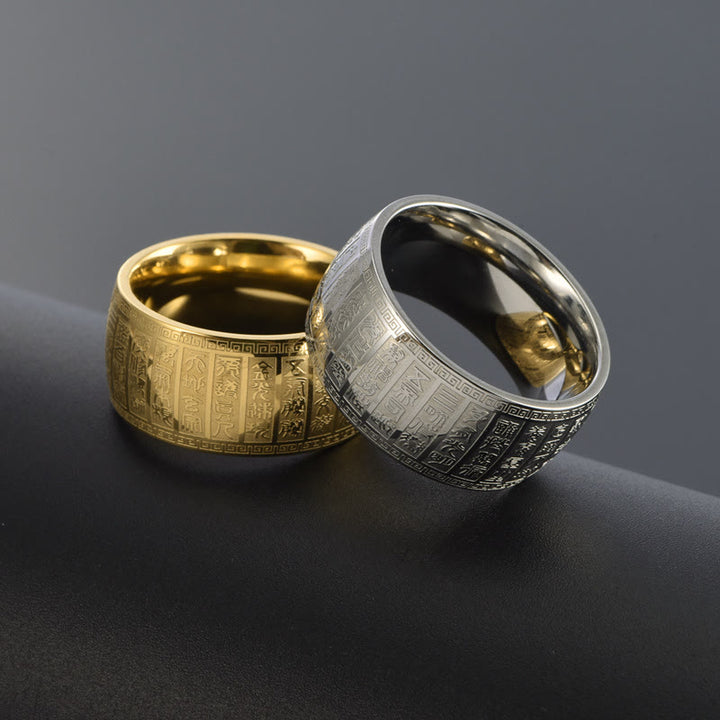 Buddha Stones漢字 彫刻模様 チタン鋼 バランスリング