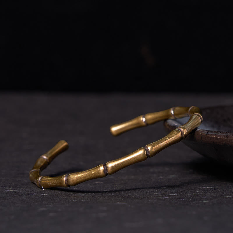 Buddha Stones竹 銅 真鍮 幸運強さブレスレットバングル