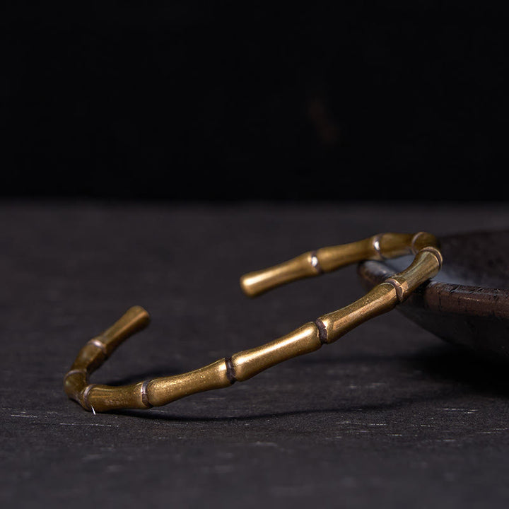 Buddha Stones竹 銅 真鍮 幸運強さブレスレットバングル