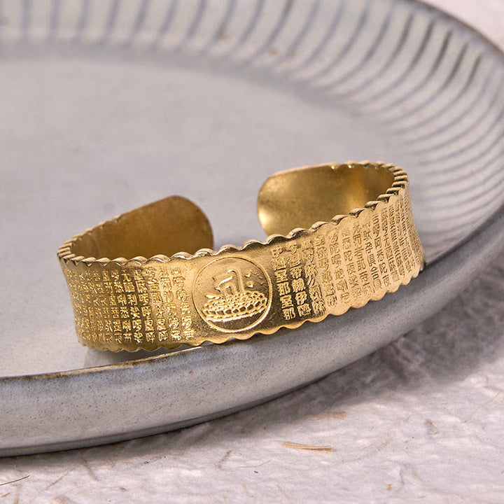 Buddha Stones大悲心マントラ 銅 真鍮 幸運 セルフケア ブレスレット バングル