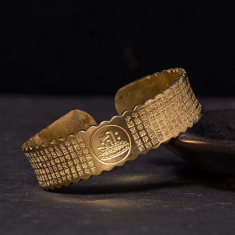 Buddha Stones大悲心マントラ 銅 真鍮 幸運 セルフケア ブレスレット バングル