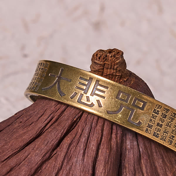 Buddha Stones大悲心マントラ 銅 真鍮 幸運パワーブレスレット バングル