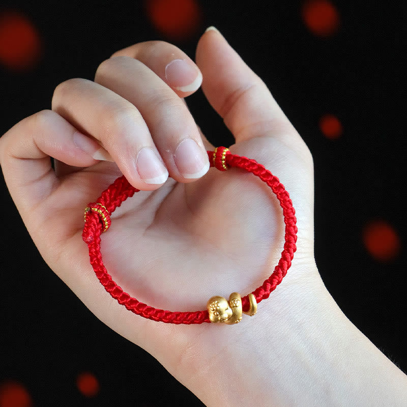 Buddha Stonesハンドメイド 999 スターリングシルバー 蛇年 赤い糸 幸運の編み込みブレスレット