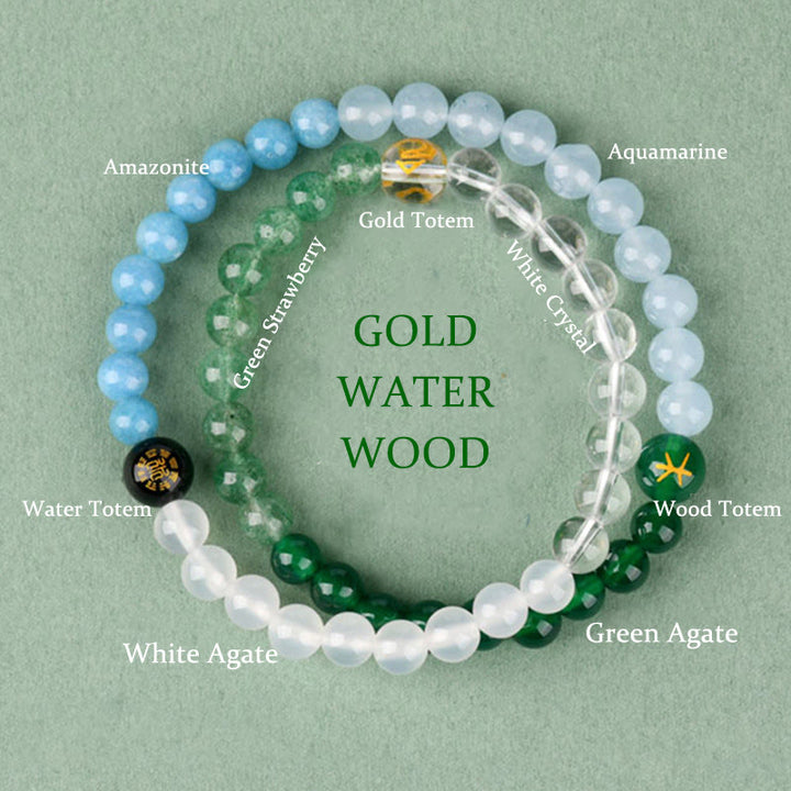 Buddha Stones ストロベリークォーツ 水晶 瑪瑙 開運 知恵 癒し パワーストーン ブレスレット