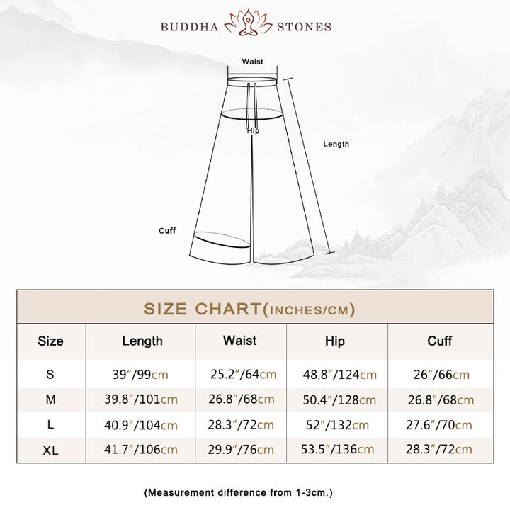 ヨガダンス用ポケット付きBuddha Stonesゆったりコットンドローストリングワイドレッグパンツ