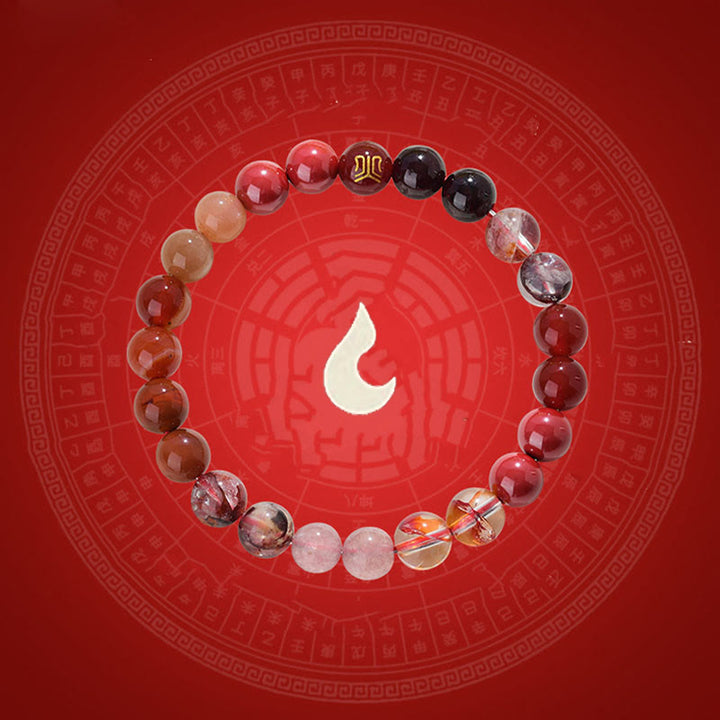 Buddha Stones ルチルクォーツ タイガーアイ 黄瑪瑙 シトリン 金運 開運 幸運 ブレスレット