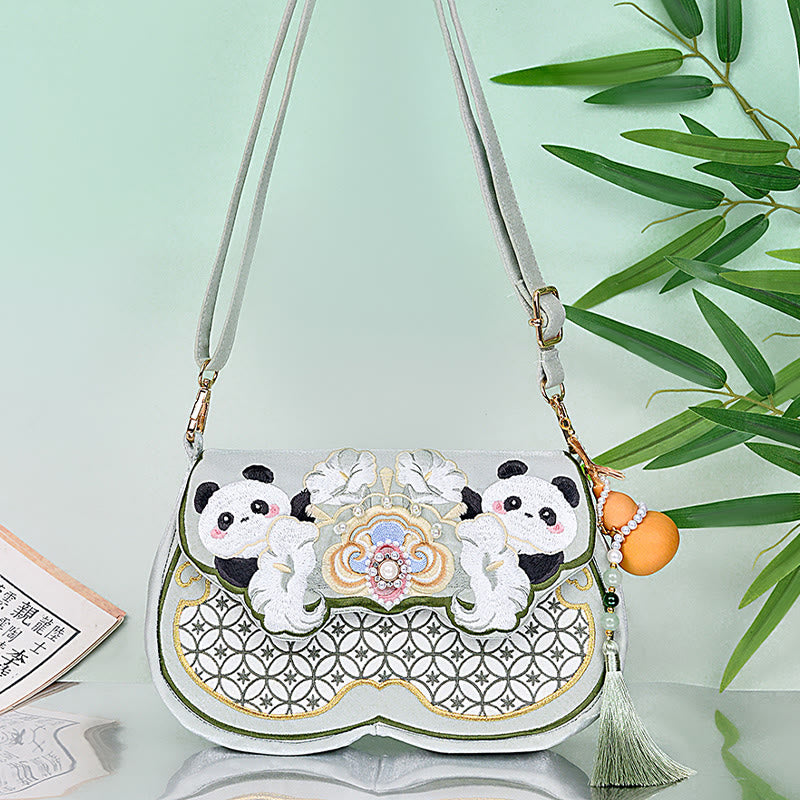 Buddha Stonesパンダ花ひょうたんペンダントショルダーバッグクロスボディバッグ