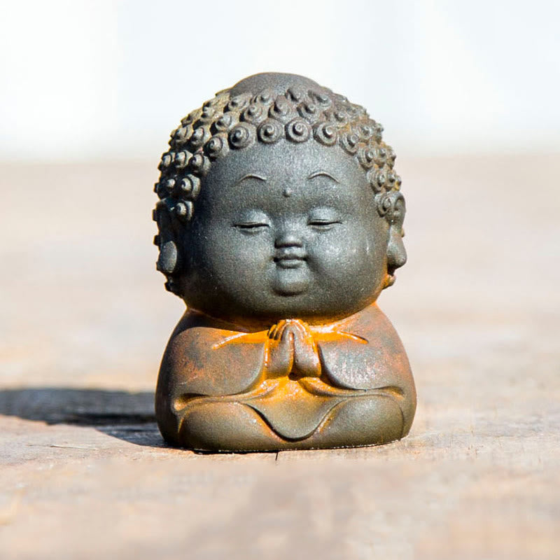 Buddha Stones小型 立位 横臥位 座位 かわいい 仏像 鉄粉 錆 鋳造 樹脂 像 室内装飾