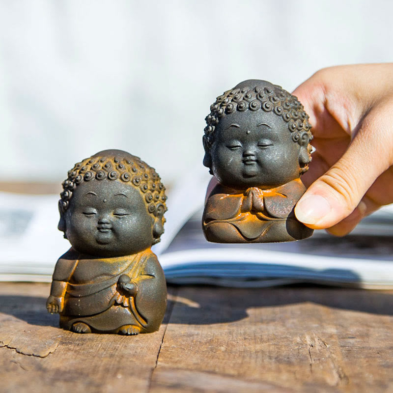 Buddha Stones小型 立位 横臥位 座位 かわいい 仏像 鉄粉 錆 鋳造 樹脂 像 室内装飾