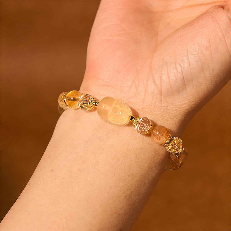 Buddha Stones天然シトリンPiXiu繁栄ブレスレット