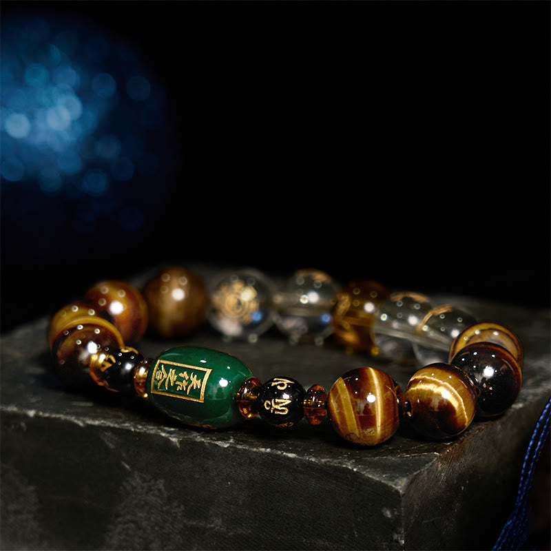 Buddha Stones十二支 タイガーアイ ホワイトクリスタル 勇気ブレスレット