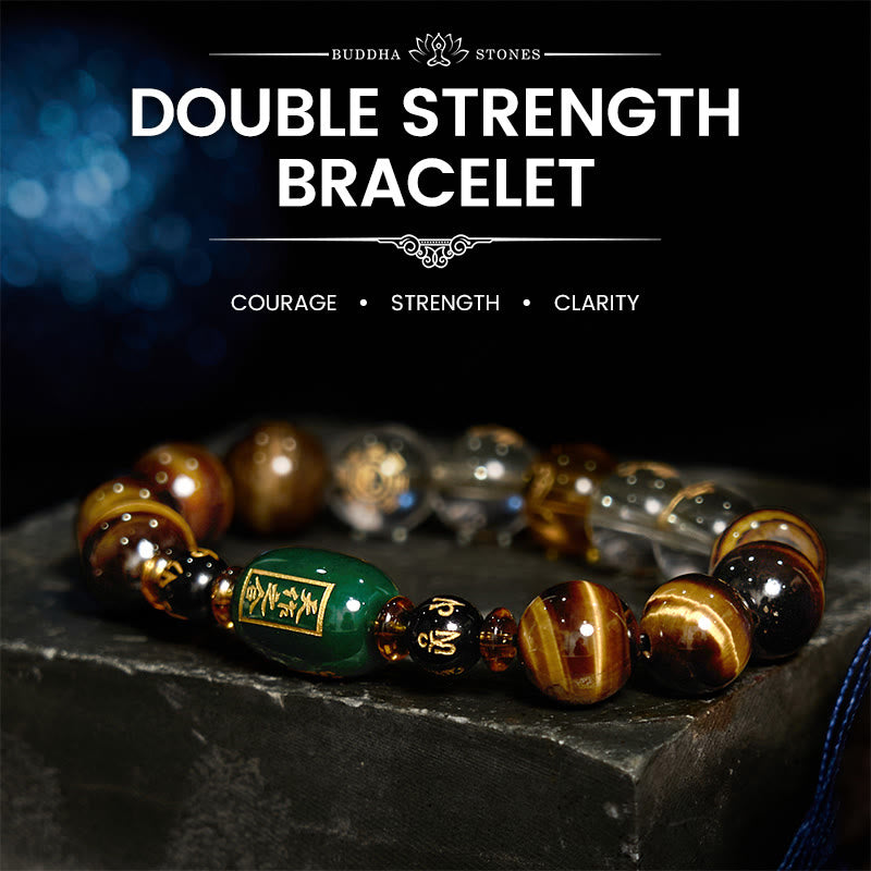 Buddha Stones十二支 タイガーアイ ホワイトクリスタル 勇気ブレスレット