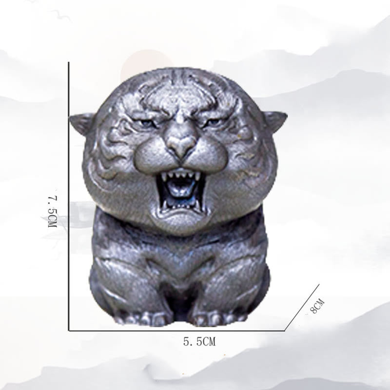 Buddha Stones手作り ミニ 咆哮する虎 鉄粉 錆 鋳造 樹脂 像 家の装飾