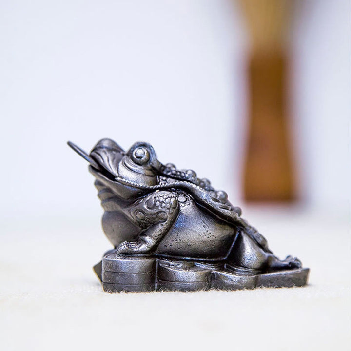 Buddha Stones手作り 風水 カエル ヒキガエル 銅貨 鉄粉 錆 鋳造 樹脂 像 家の装飾
