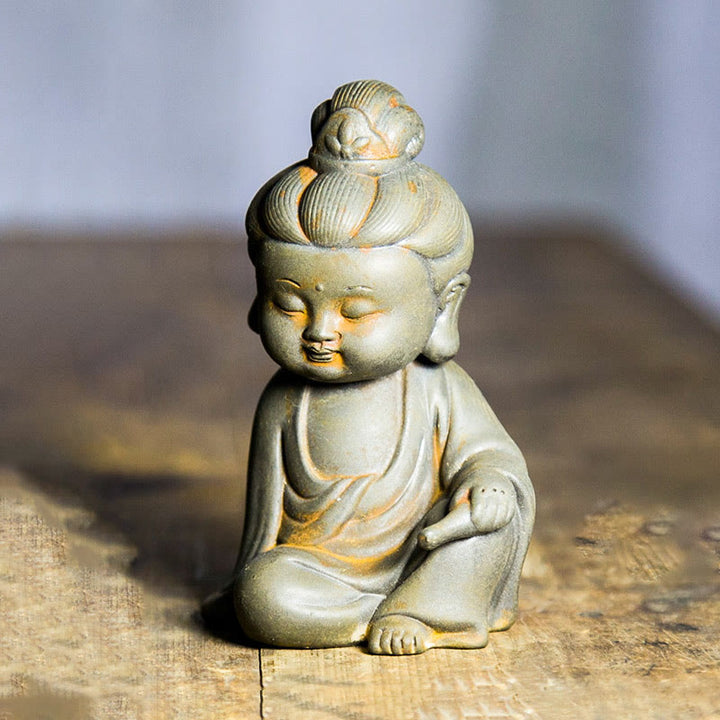 Buddha Stones手作り地蔵観音観音観音菩薩如来鉄粉錆キャスト樹脂像家の装飾