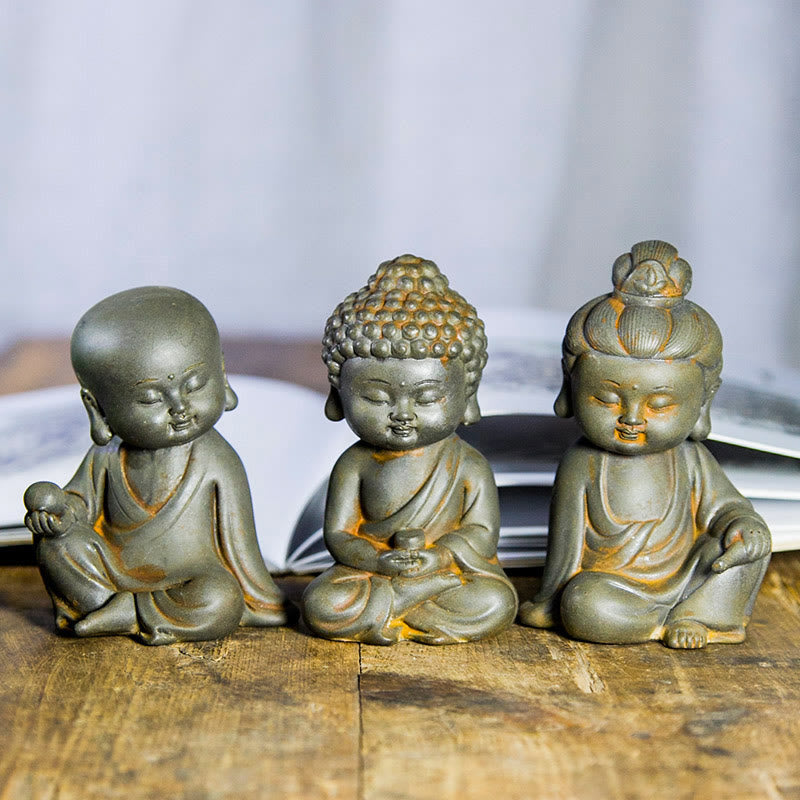 Buddha Stones手作り地蔵観音観音観音菩薩如来鉄粉錆キャスト樹脂像家の装飾