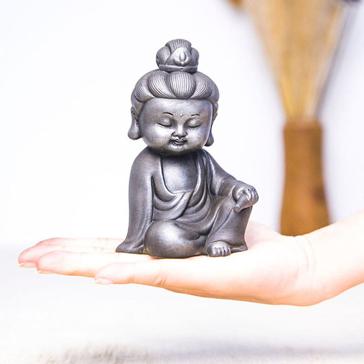 Buddha Stones手作り地蔵観音観音観音菩薩如来鉄粉錆キャスト樹脂像家の装飾