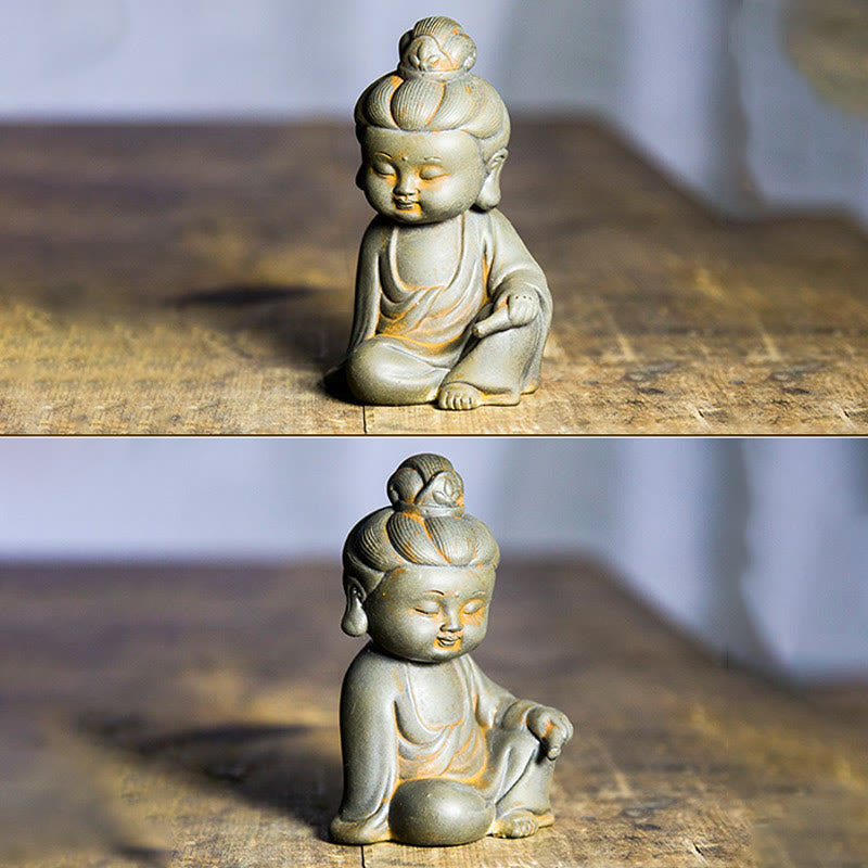 Buddha Stones手作り地蔵観音観音観音菩薩如来鉄粉錆キャスト樹脂像家の装飾
