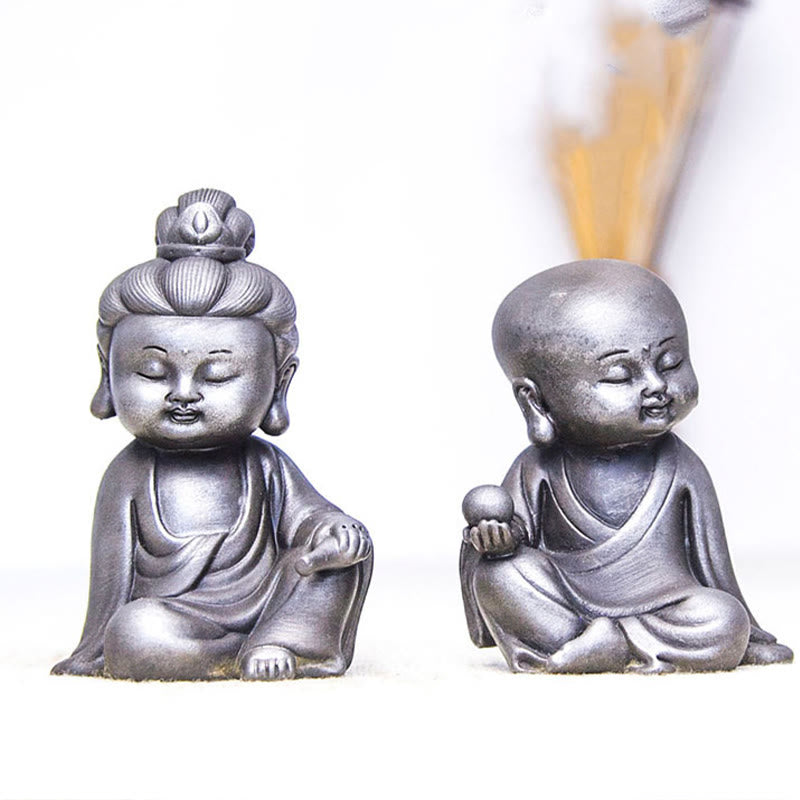 Buddha Stones手作り地蔵観音観音観音菩薩如来鉄粉錆キャスト樹脂像家の装飾