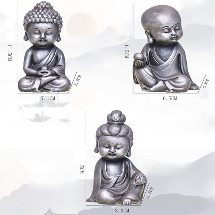 Buddha Stones手作り地蔵観音観音観音菩薩如来鉄粉錆キャスト樹脂像家の装飾