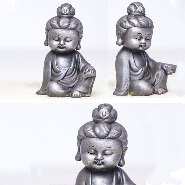 Buddha Stones手作り地蔵観音観音観音菩薩如来鉄粉錆キャスト樹脂像家の装飾